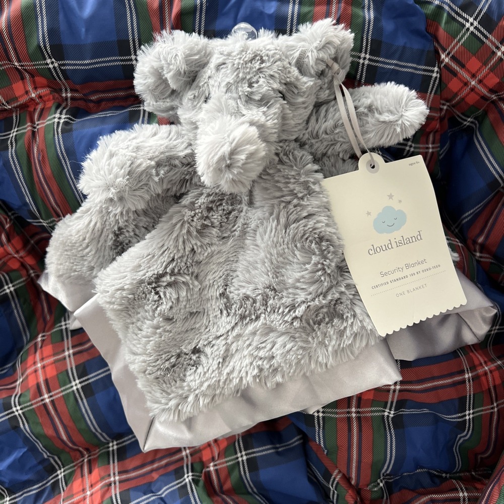 Cloud Island Elephant Lovey Gray Swirl Satin Mini Security Blanket 2023 NWT Gift
